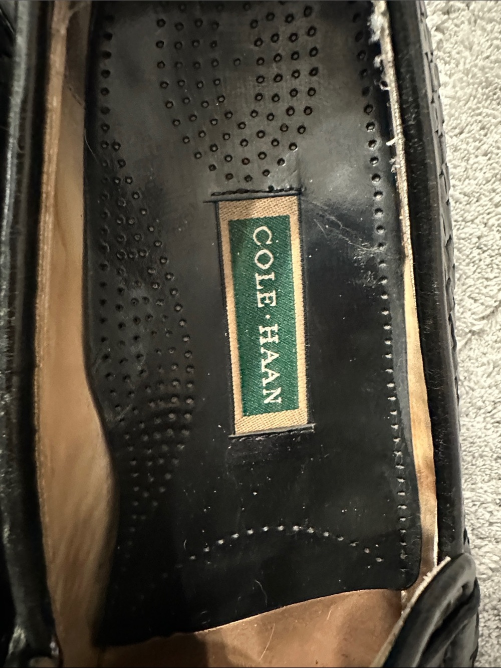 Cole Haan Black Woven Leather Slip-On Loafers - Picture 2 of 5